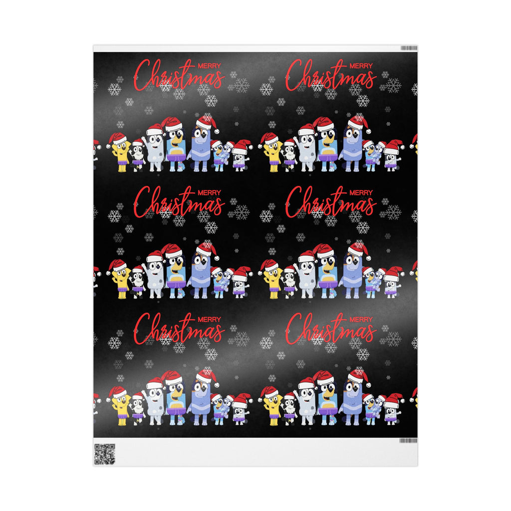 Bluey Cartoon Christmas Wrapping Paper, Holiday Gift Wrap, Festive Wrapping Sheets, Cute Character Gift Wrap, Merry Christmas Decor