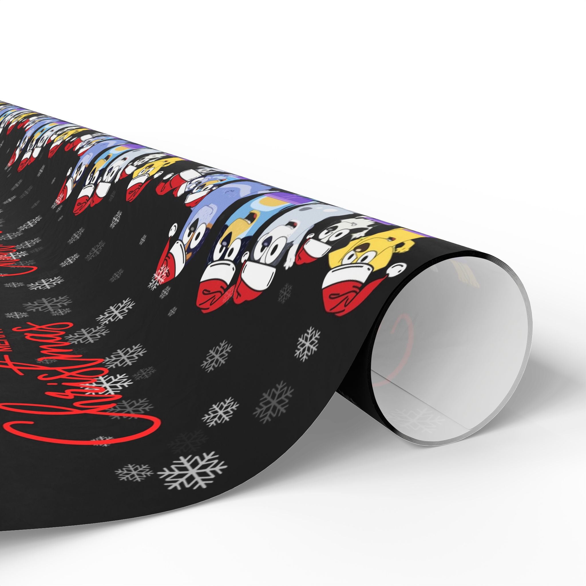 Bluey Cartoon Christmas Wrapping Paper, Holiday Gift Wrap, Festive Wrapping Sheets, Cute Character Gift Wrap, Merry Christmas Decor