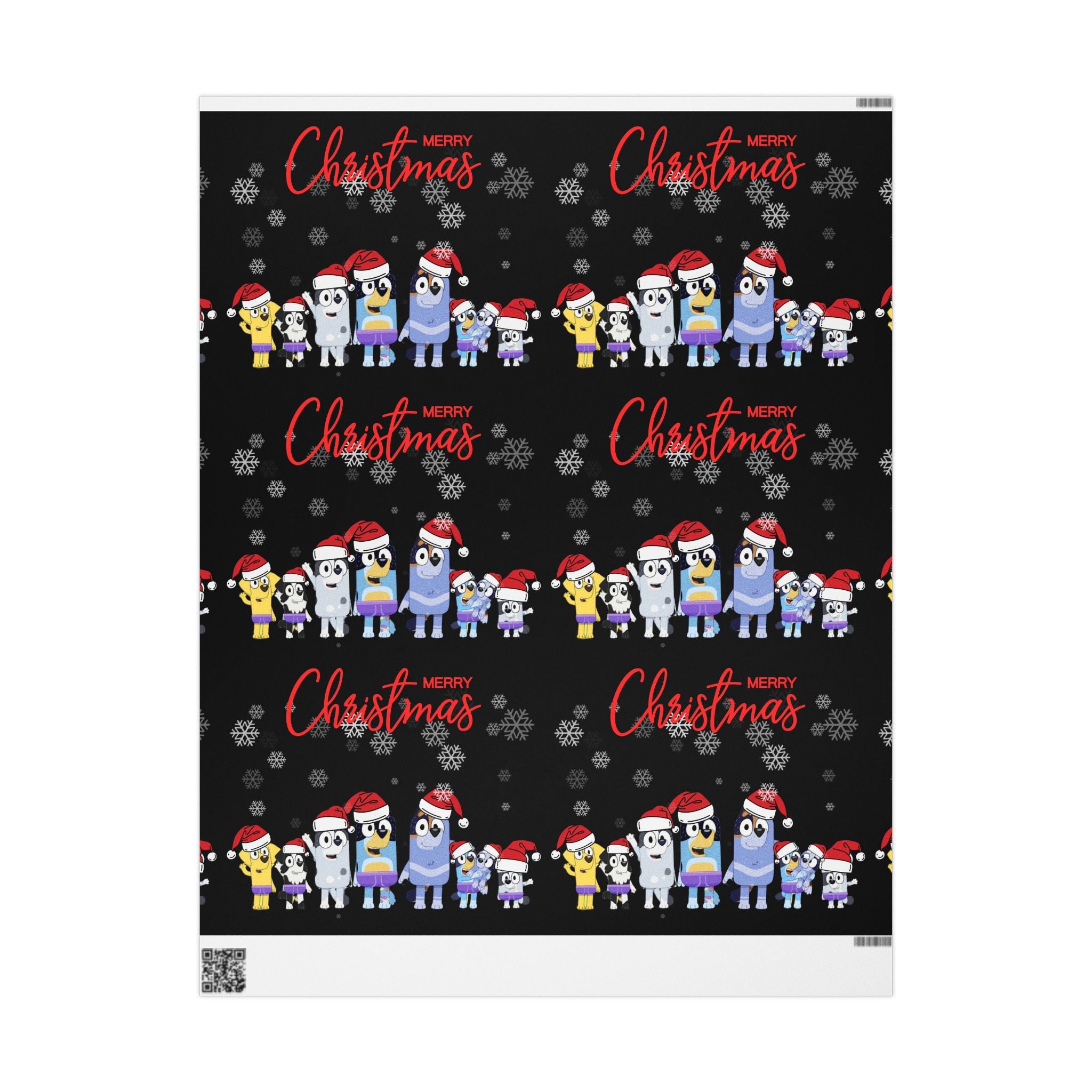 Bluey Cartoon Christmas Wrapping Paper, Holiday Gift Wrap, Festive Wrapping Sheets, Cute Character Gift Wrap, Merry Christmas Decor